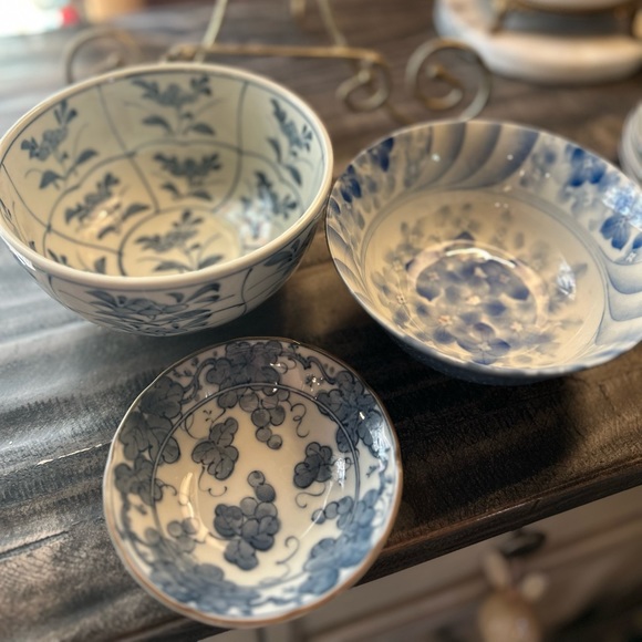 Vintage Dining Vintage Blue White Porcelain Rice Bowls Asian Decor Chinoiserie Poshmark